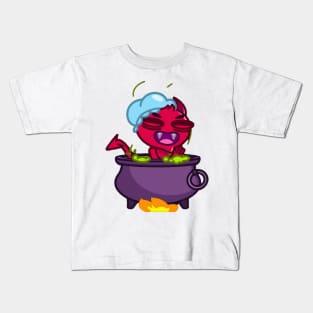 The Red Devil bathes in a pot of boiling water Kids T-Shirt